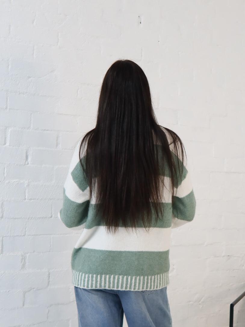 Jenna Knit - Sage/White