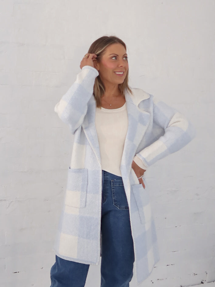 Jimmy Check Cardigan - Blue