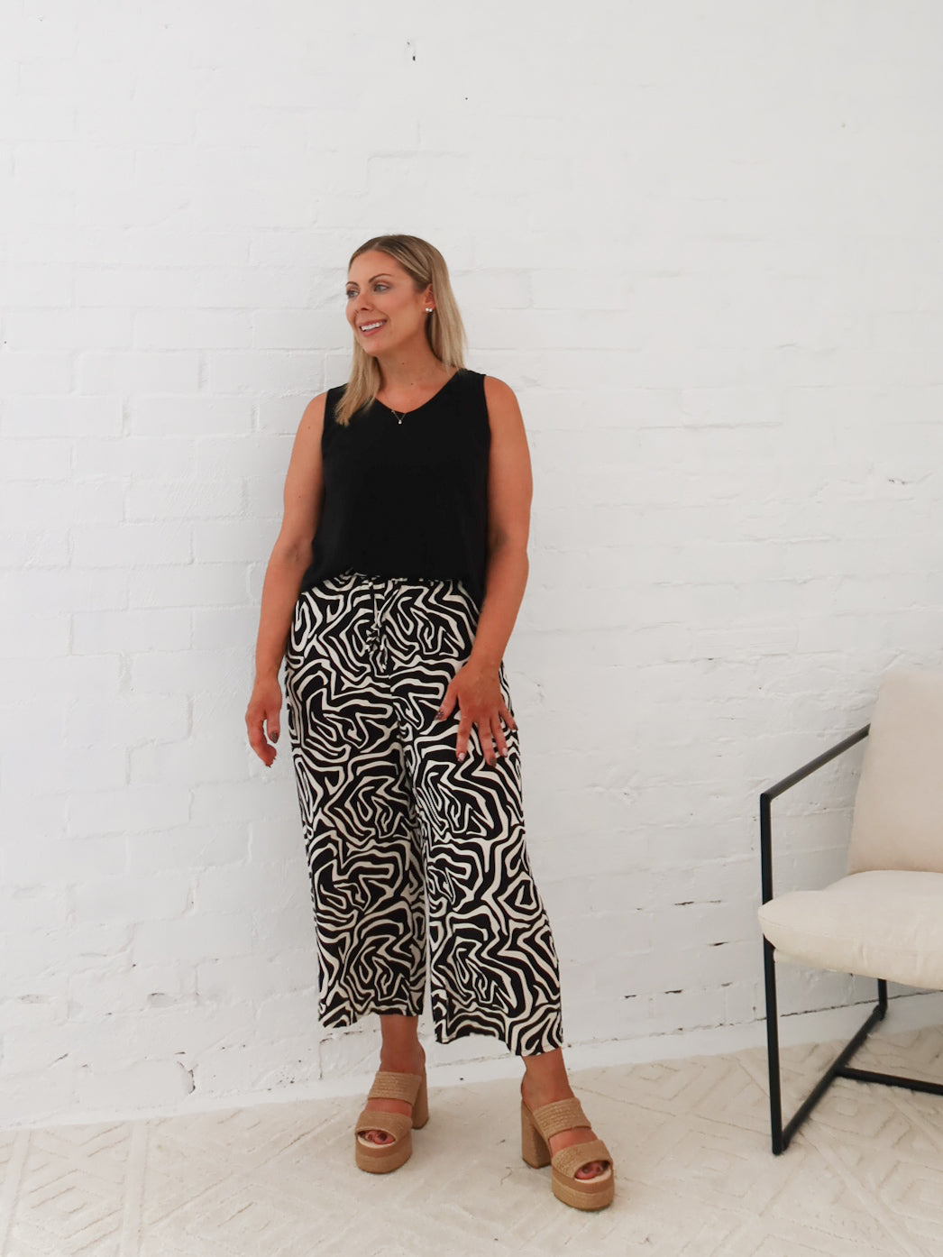 Liam Pants- Black/Beige