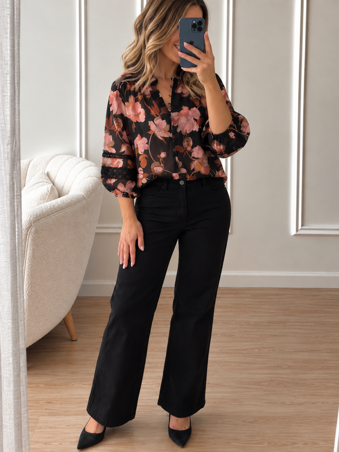 Eden Shirt- Black Floral
