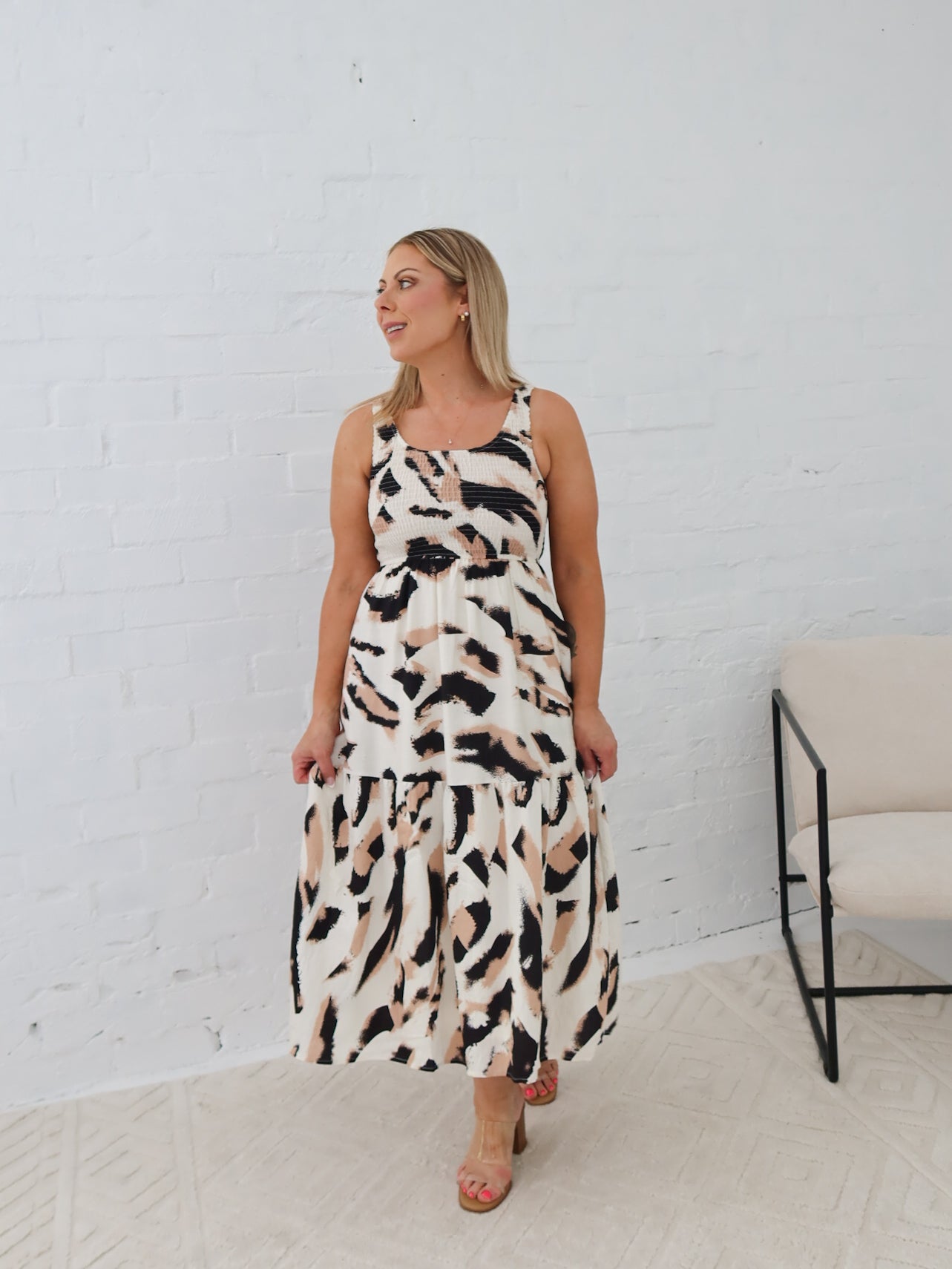 Lynn Dress - Multi Beige