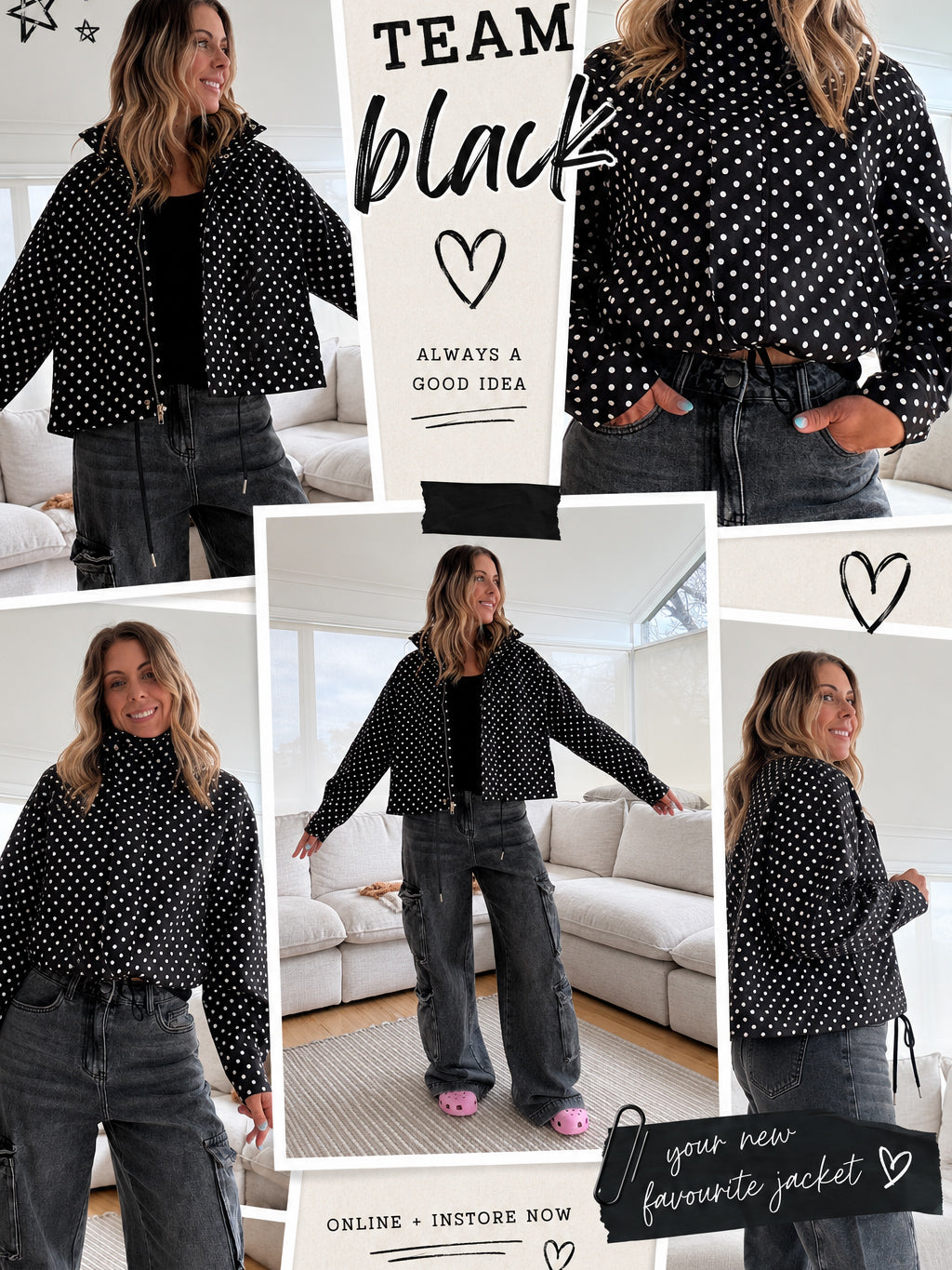 Polka Dot Jacket- Black
