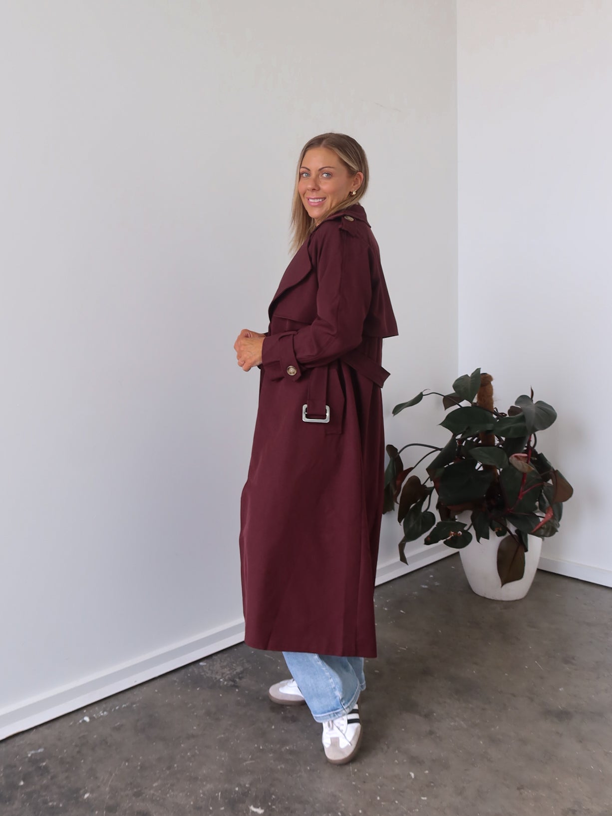 Farrah Trench Coat- Burgundy