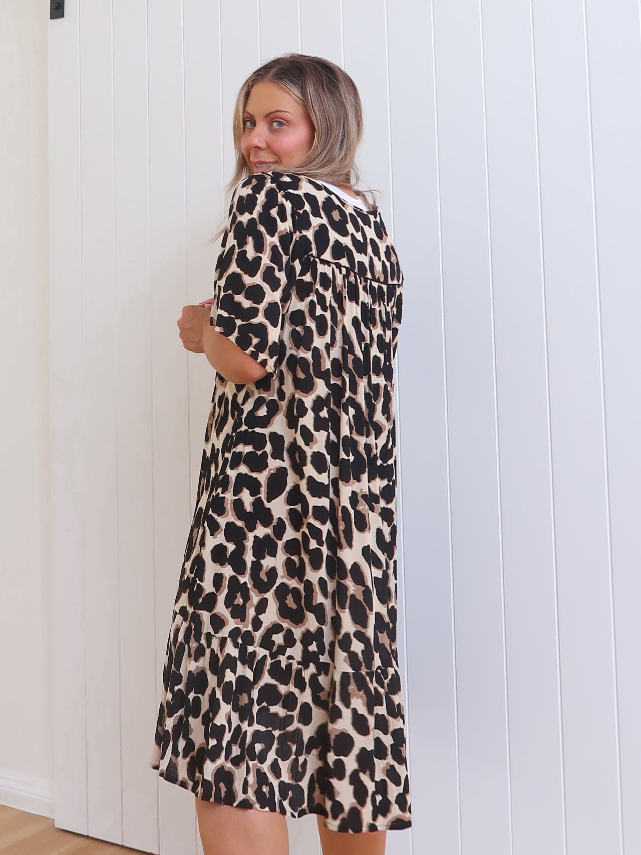 Sierra Dress - Beige Leopard