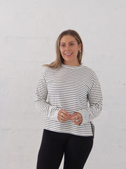 Taylah Long Sleeve Tee- Black and White