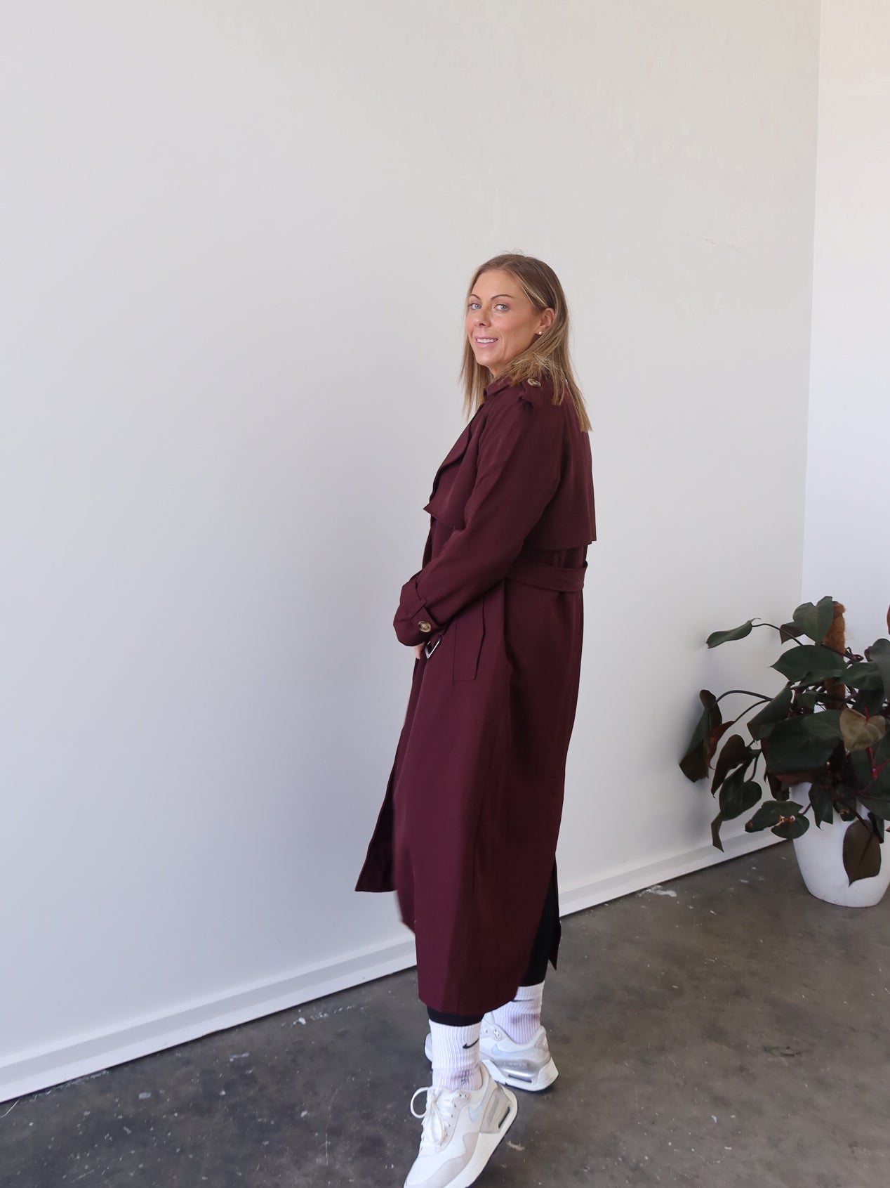 Farrah Trench Coat- Burgundy