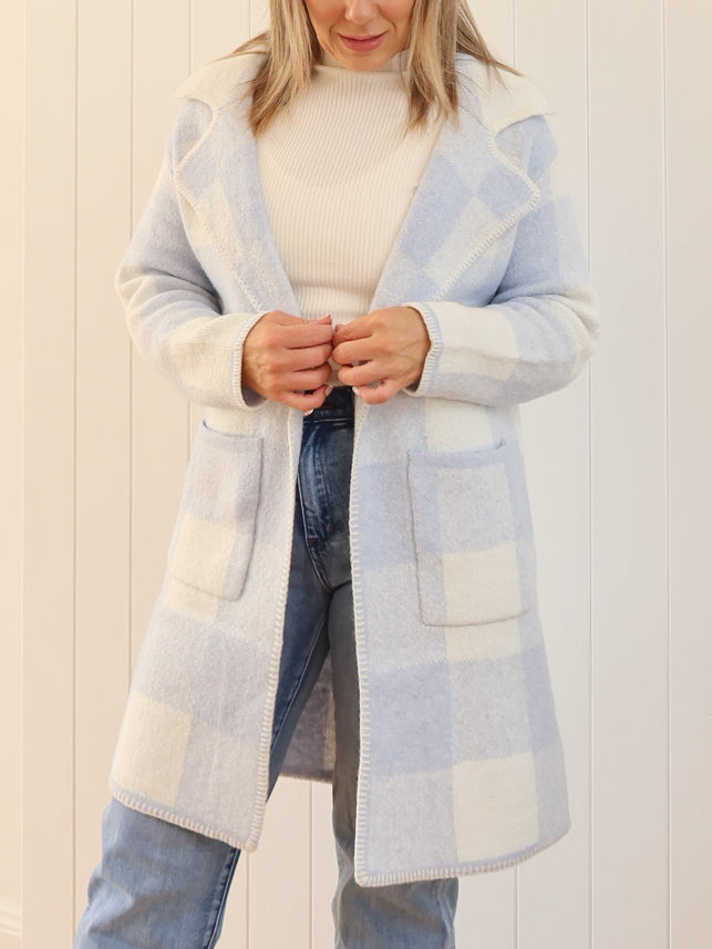 Jimmy Check Cardigan - Blue