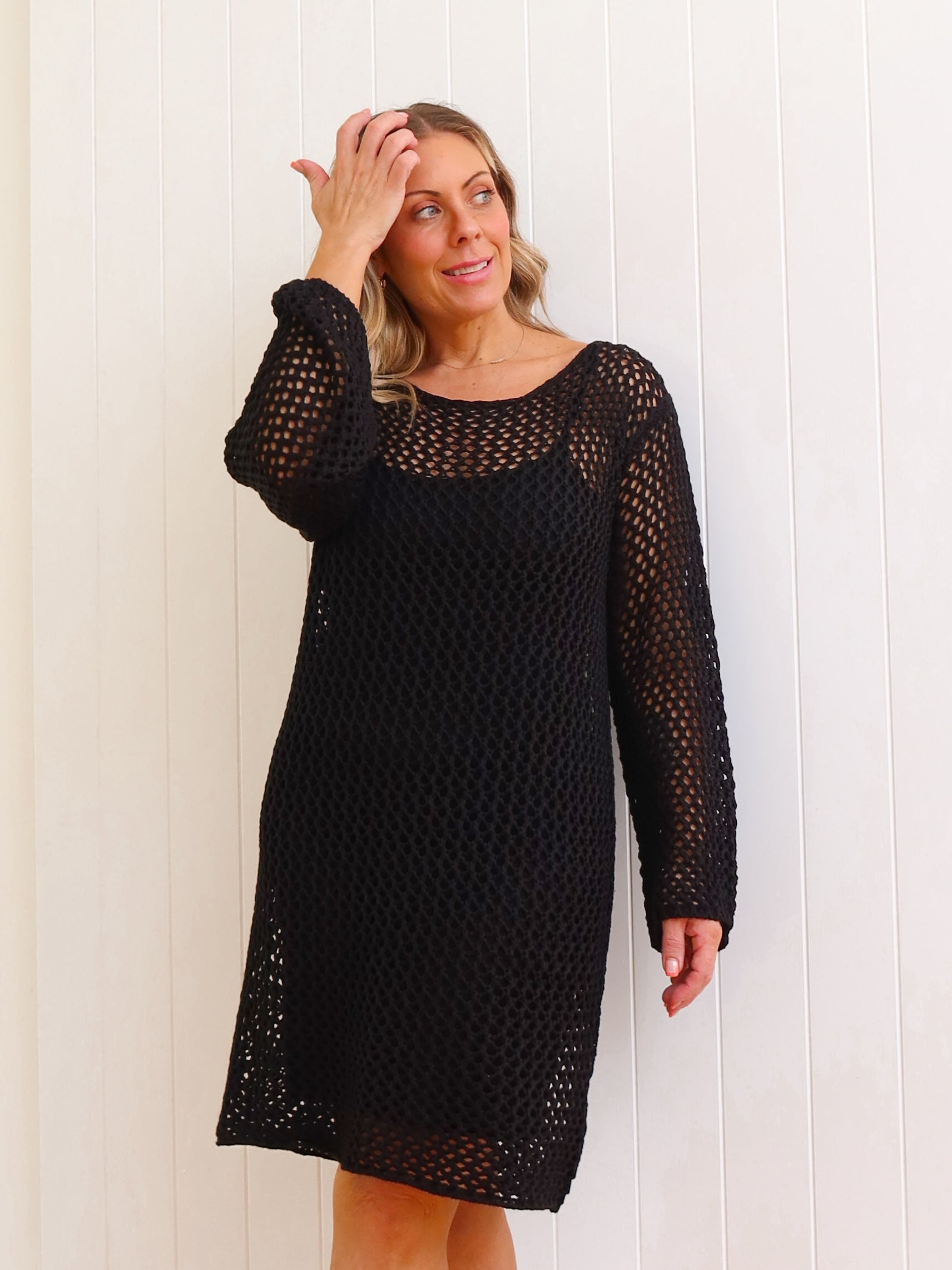 Nerina Crochet Dress - Black