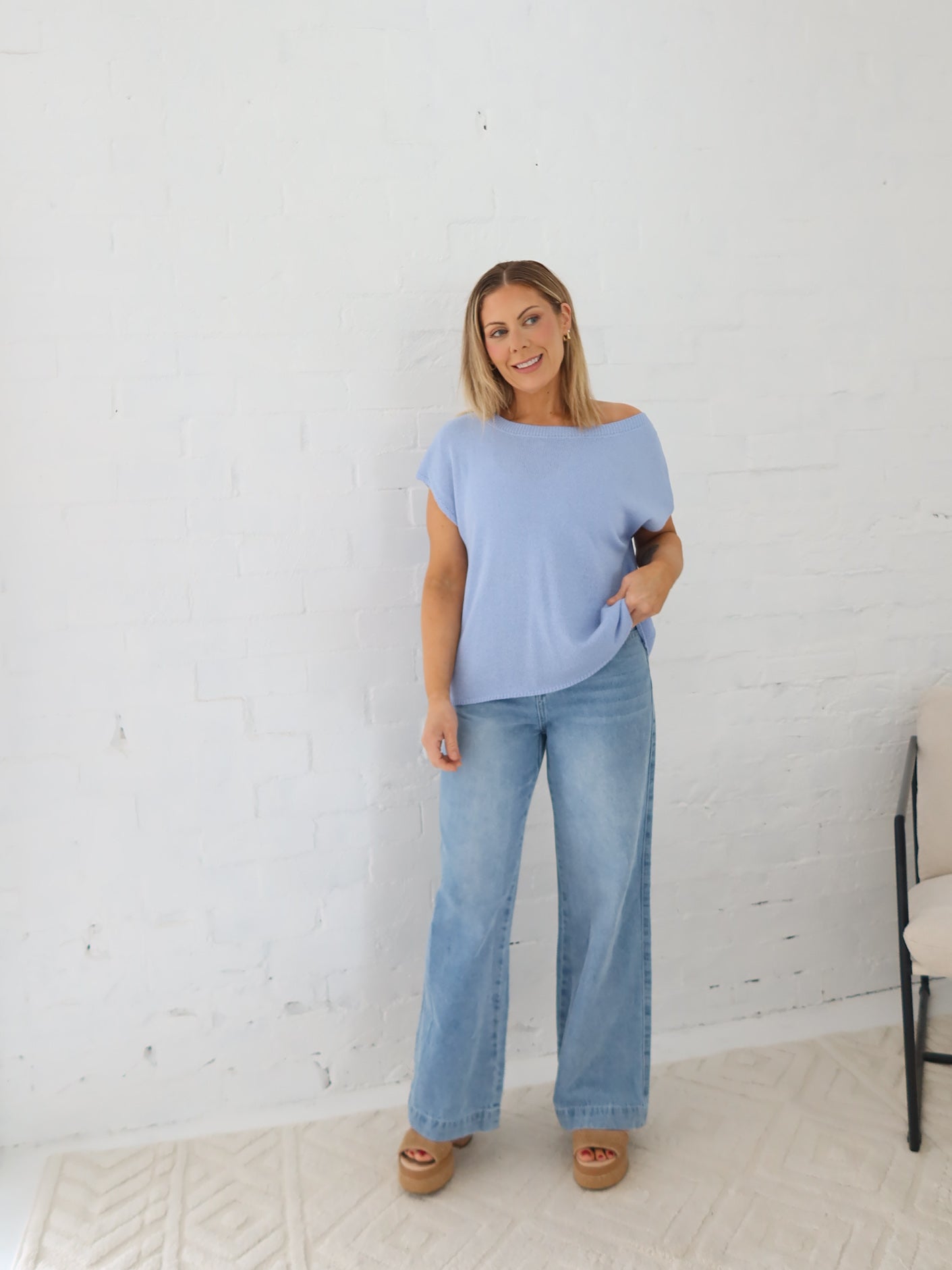 Ella Knit Top- Blue