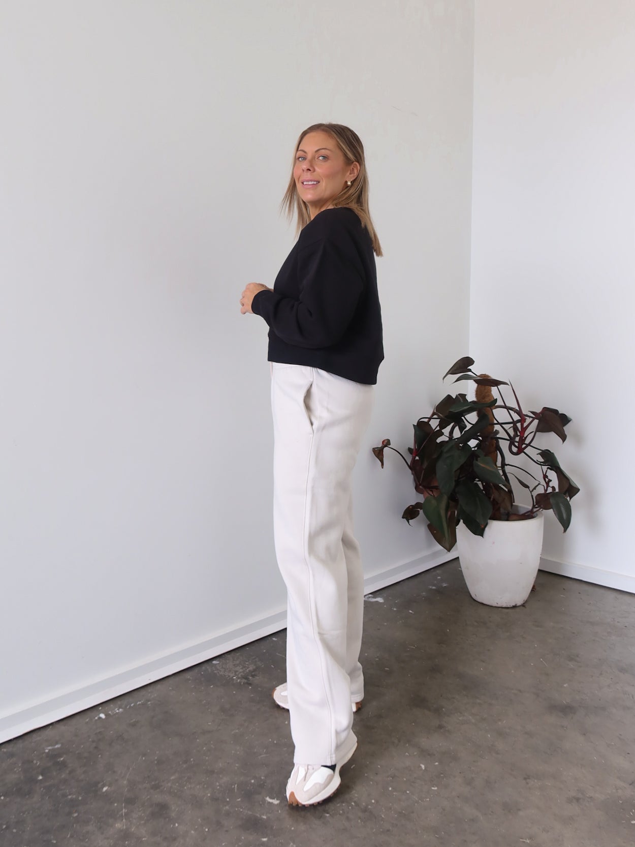 Chase Wide Leg Track Pants - Bone