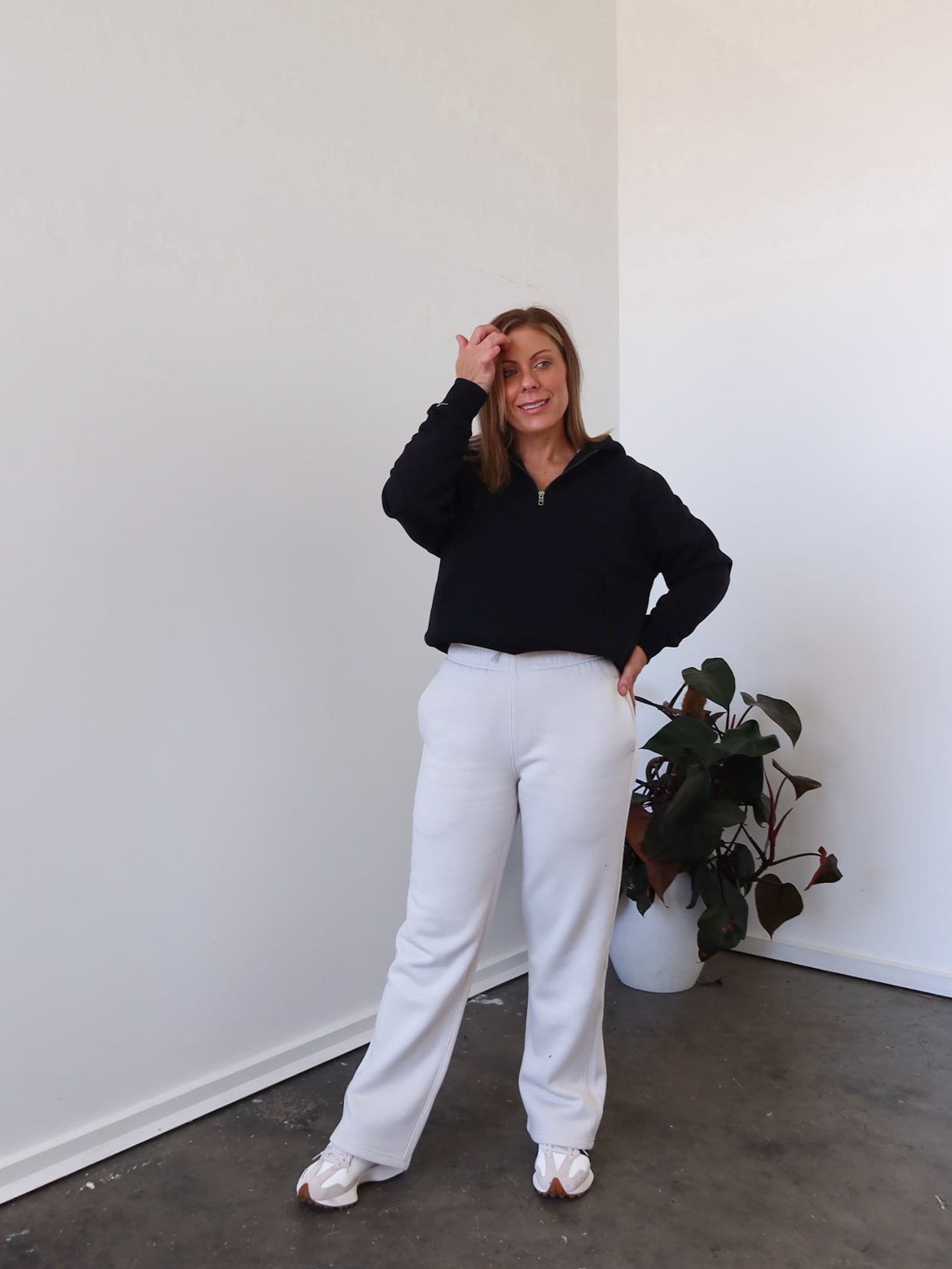 Chase Wide Leg Track Pants - Bone