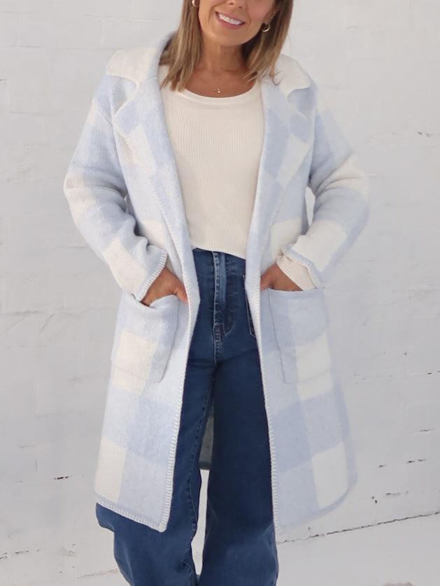 Jimmy Check Cardigan - Blue