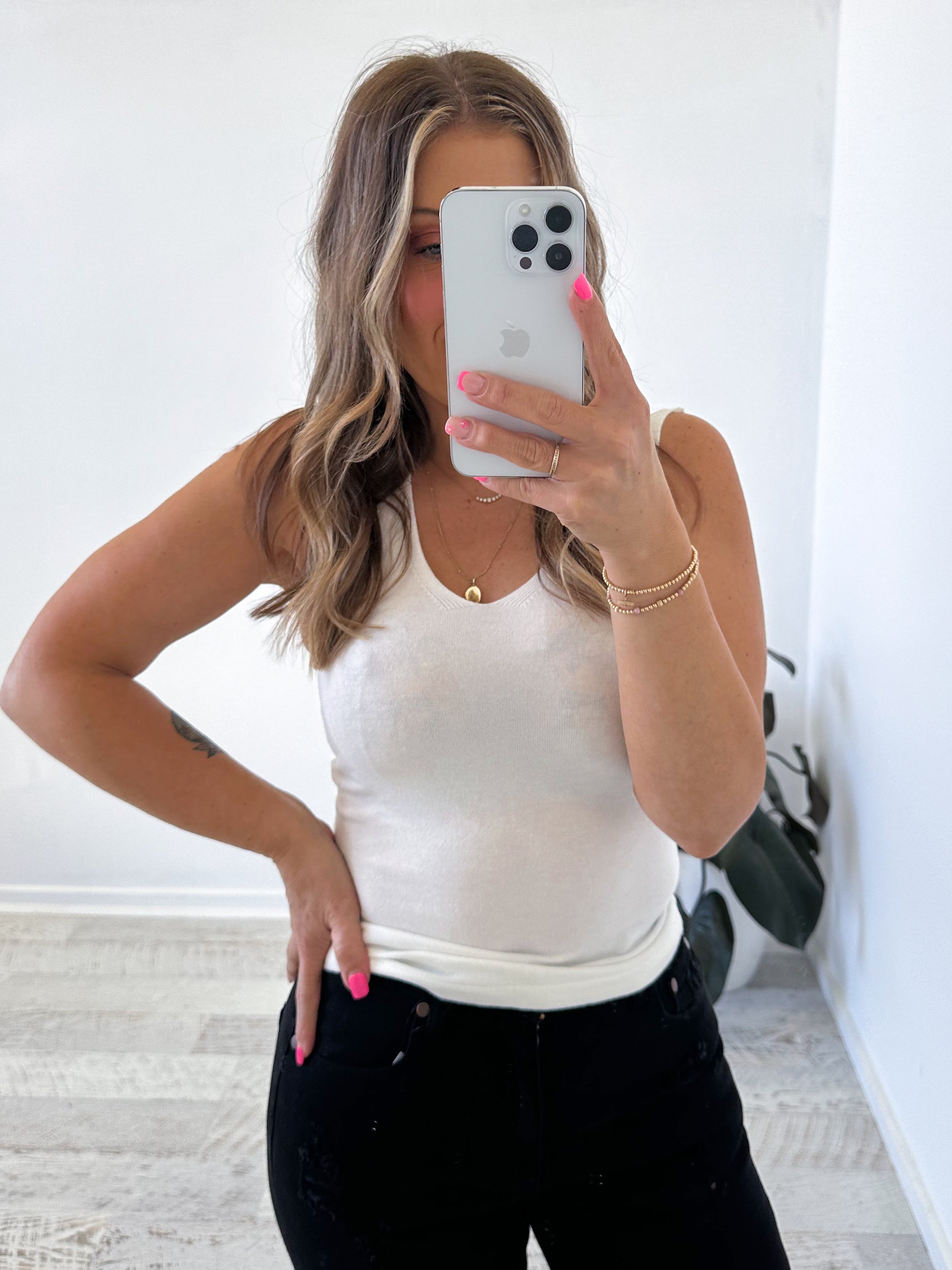 Janice Knit Tank - Ivory