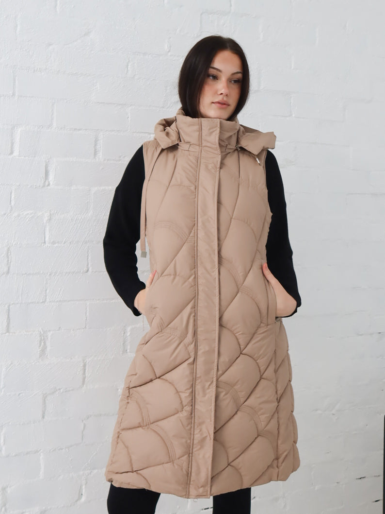 Miranda Longline Vest- Beige