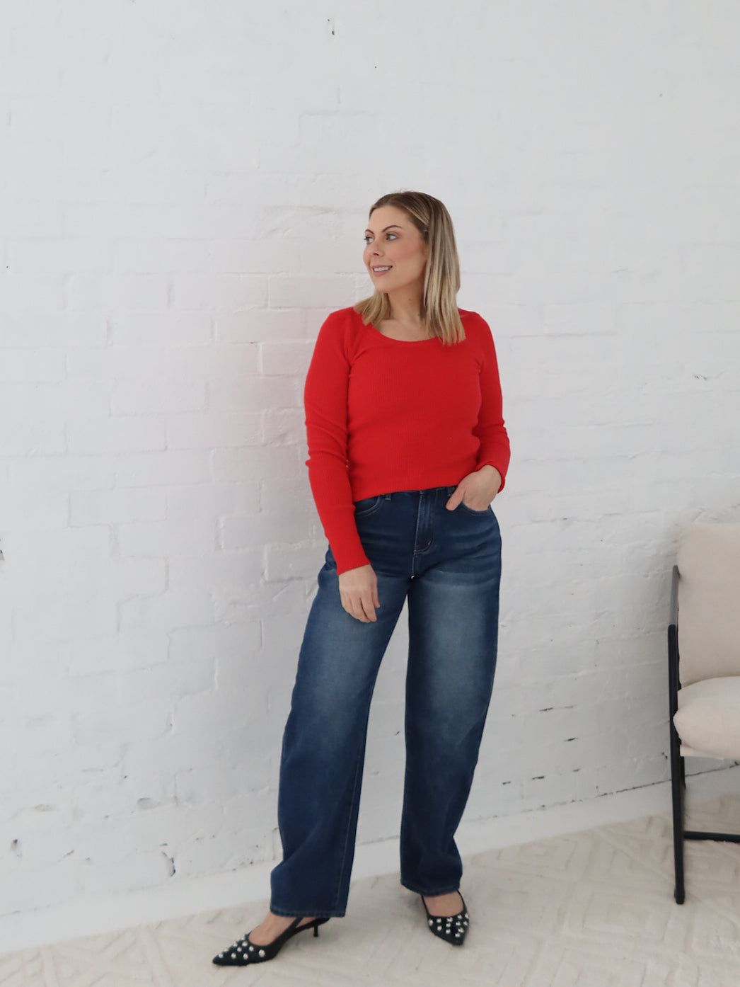 Selma Knit Top - Red