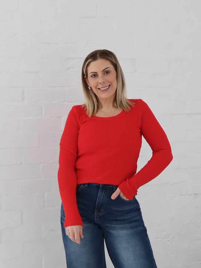 Selma Knit Top - Red