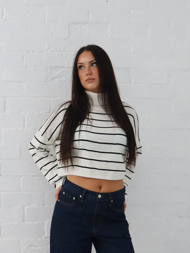 Fran Knit - Cream Stripe
