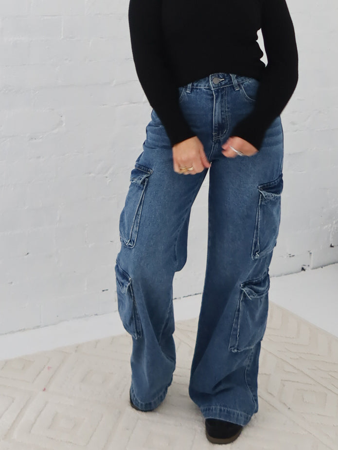 Paxton Cargo Jeans- Dark Blue