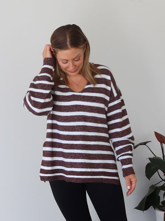 Taryn Knit - Chocolate/White