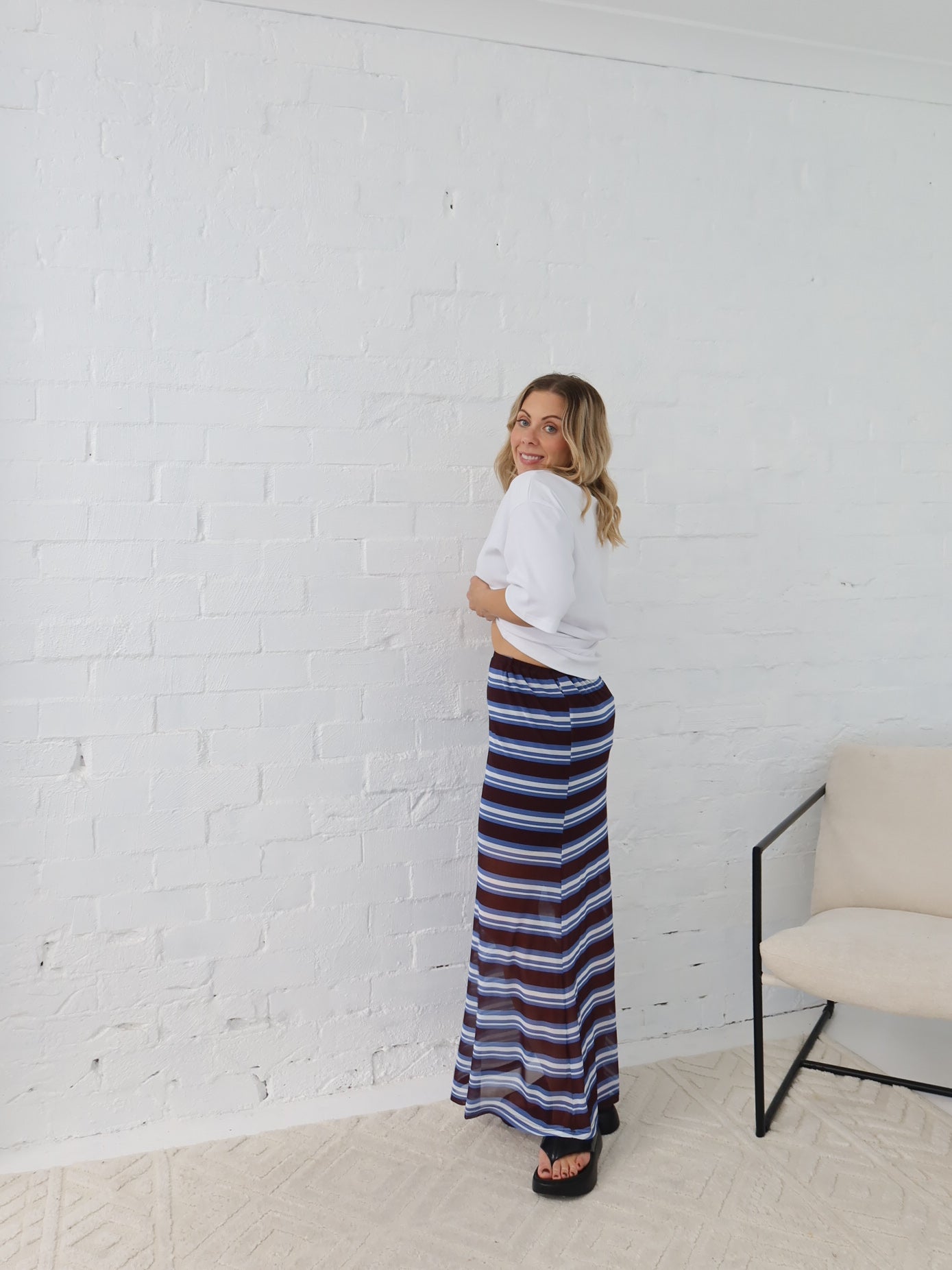 Stevie Skirt- Chocolate/Blue