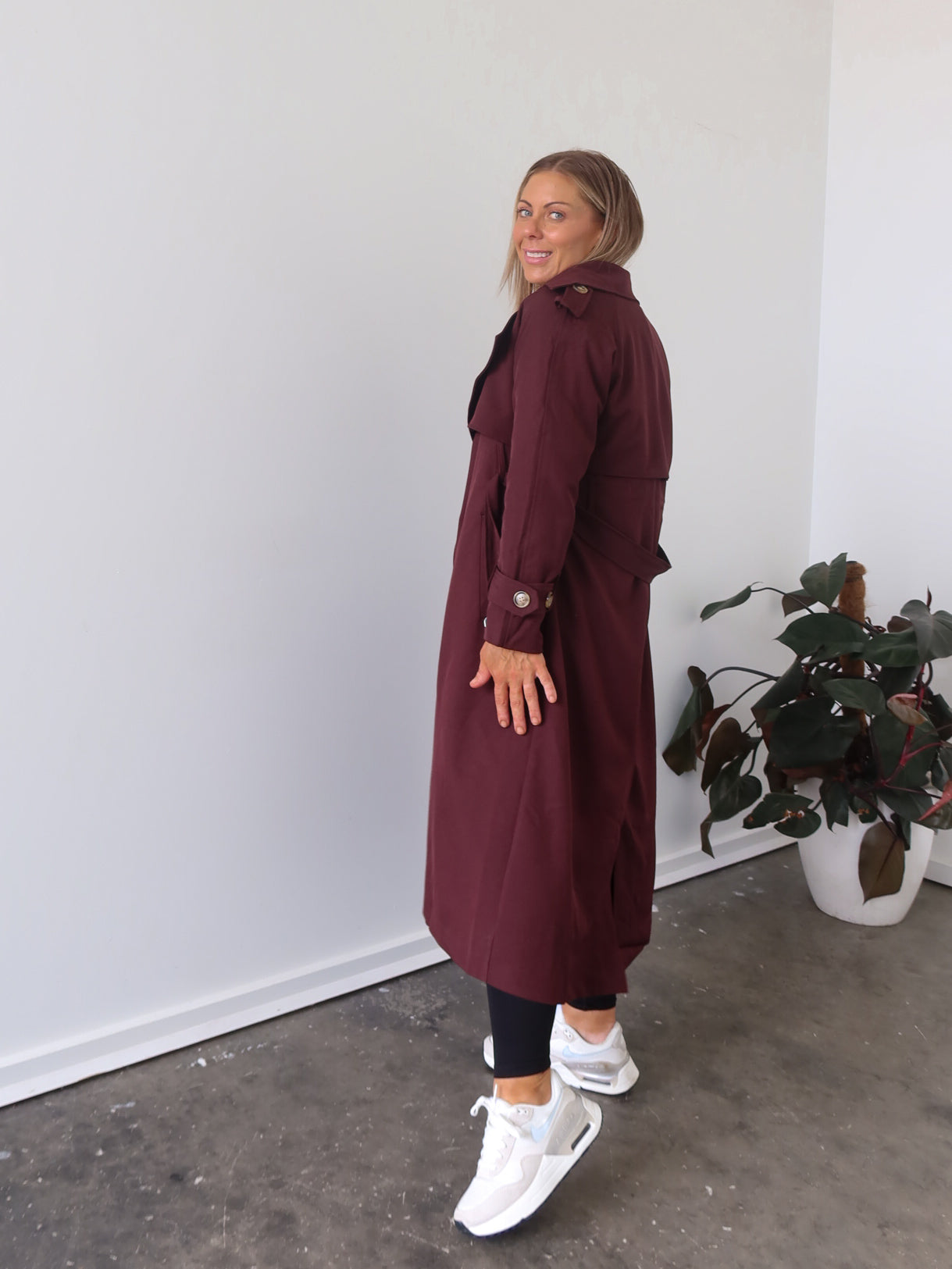 Farrah Trench Coat- Burgundy