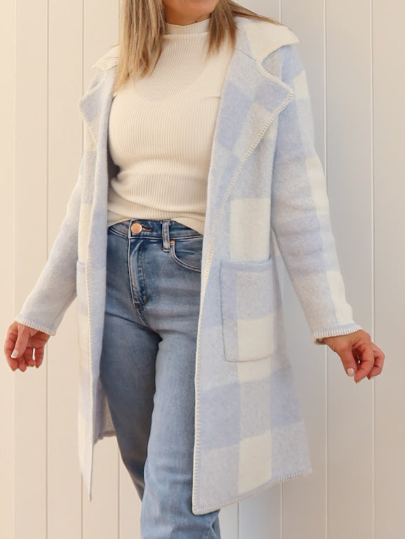 Jimmy Check Cardigan - Blue