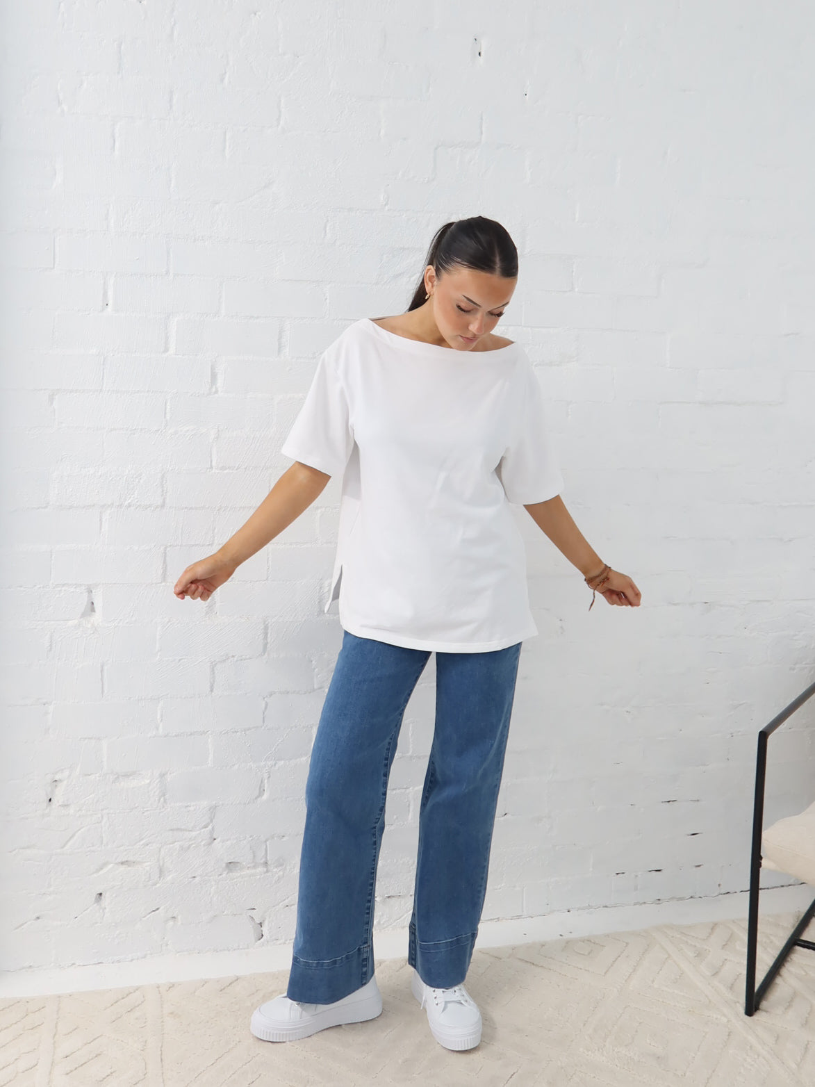 Myra Off Shoulder Tee- White