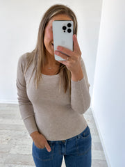 Selma Long Sleeve Knit Top - Taupe