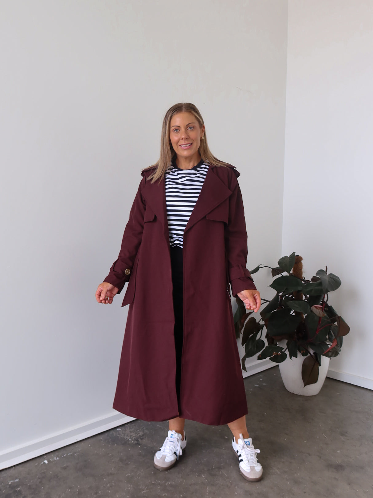 Farrah Trench Coat- Burgundy