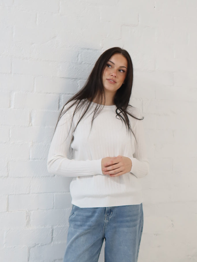 Adison Knit Top- White