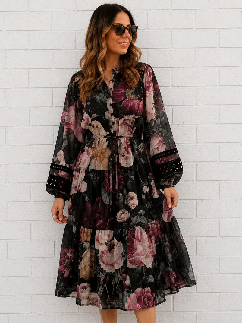 Bloom Dress- Black Floral