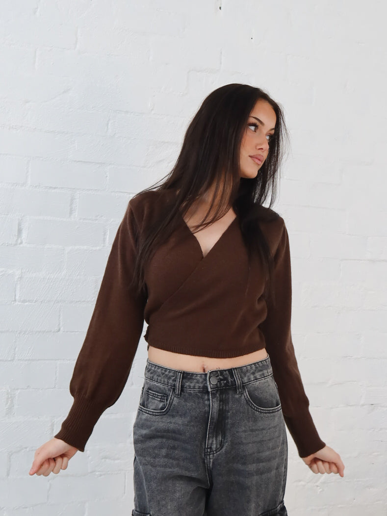 Dixie Wrap Top- Chocolate