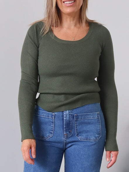 Selma Knit Top - Moss Green