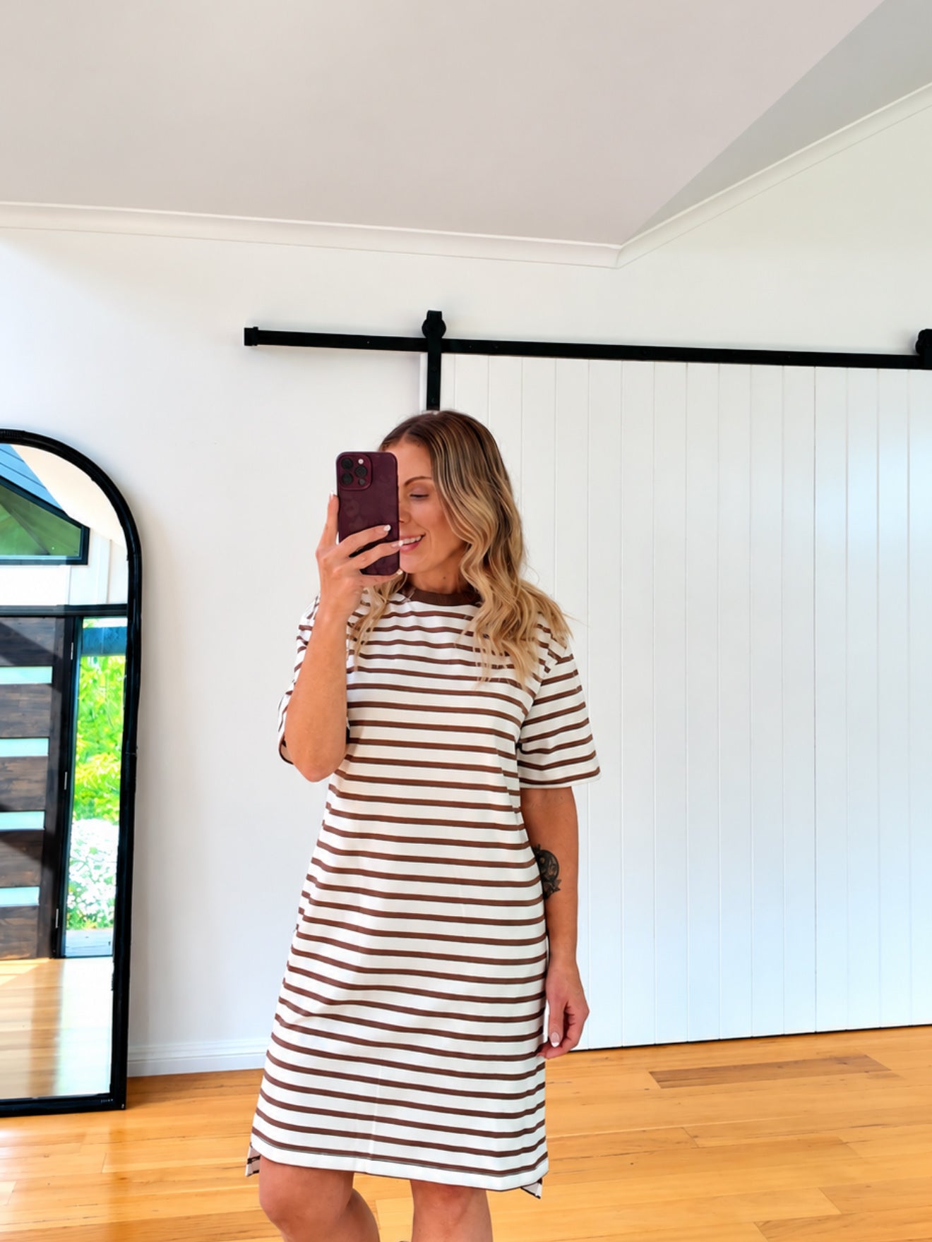 Beth Dress- Mocha Stripe
