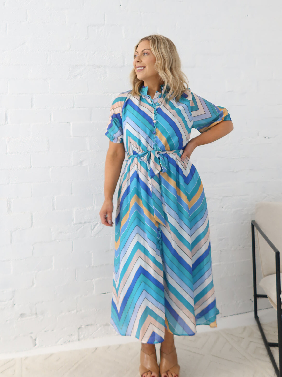 Alaia Dress- Multi Blue