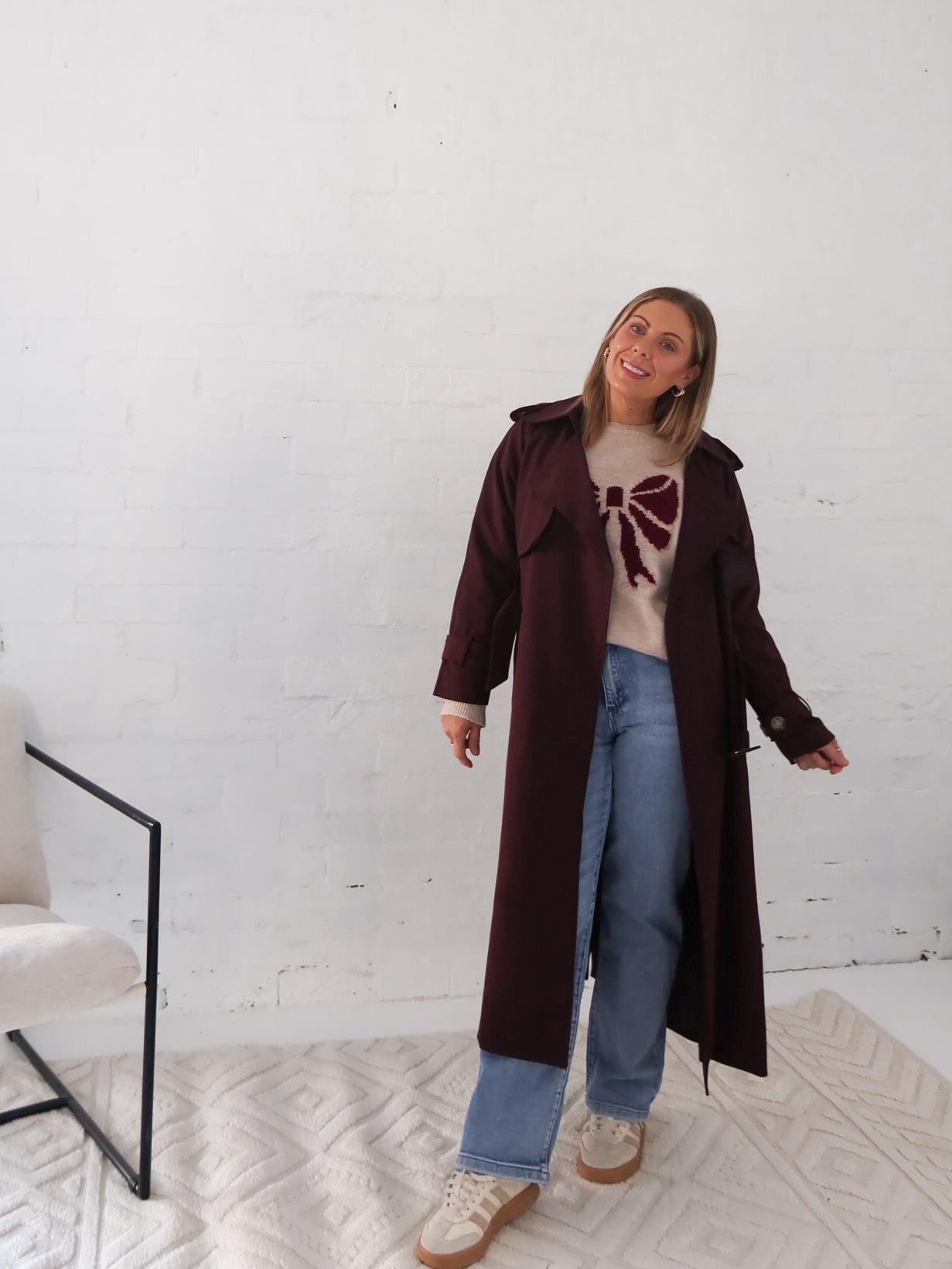 Farrah Trench Coat- Burgundy