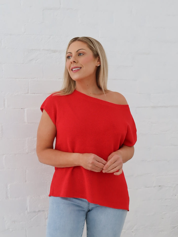 Mariah Knit Top - Red