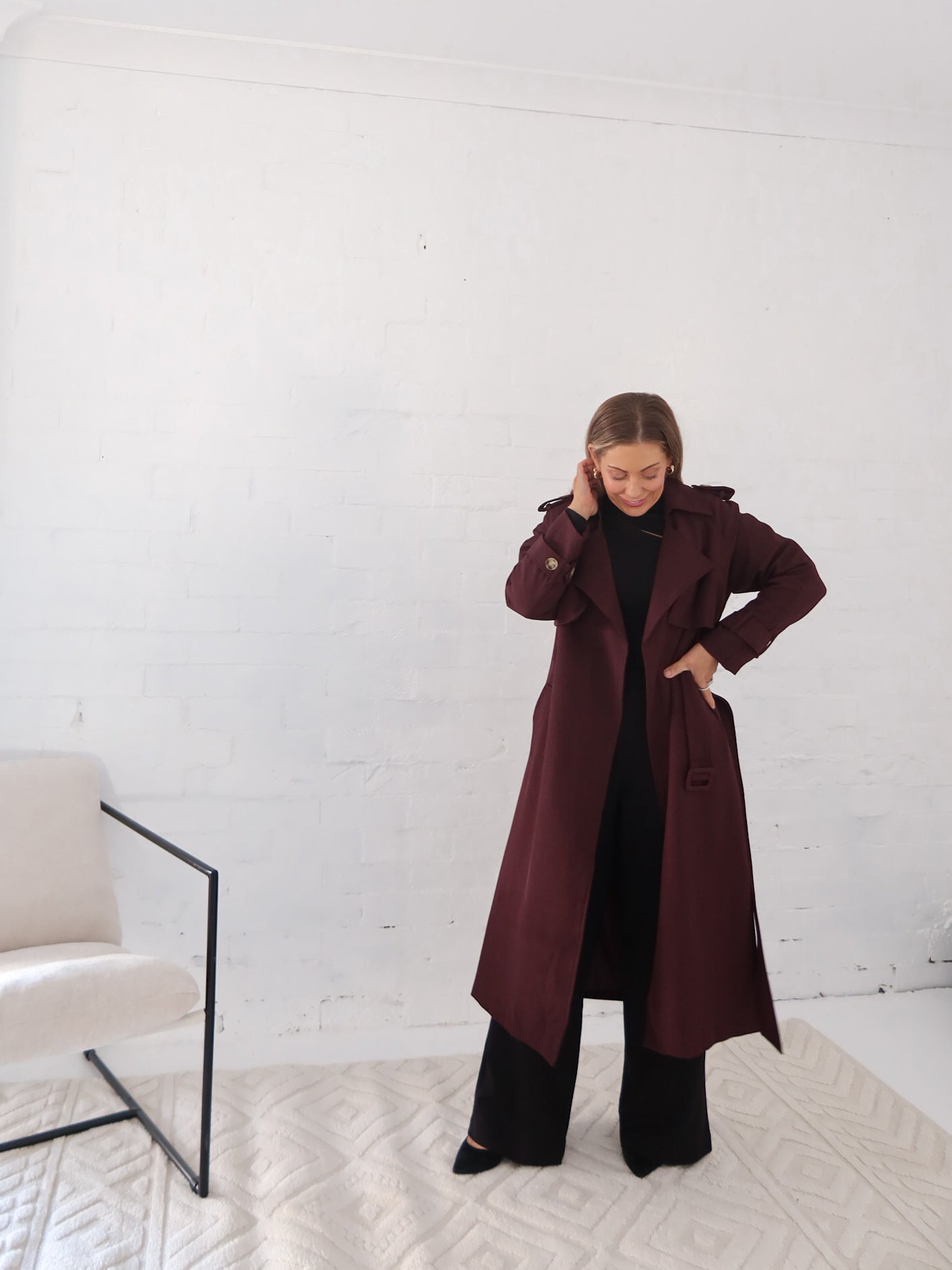 Farrah Trench Coat- Burgundy