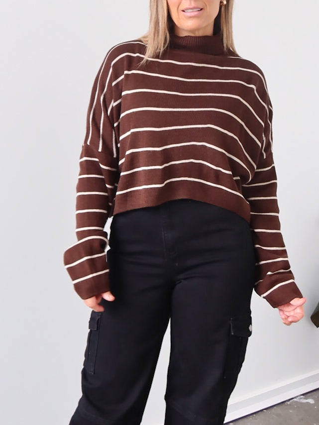 Fran Knit - Chocolate Stripe