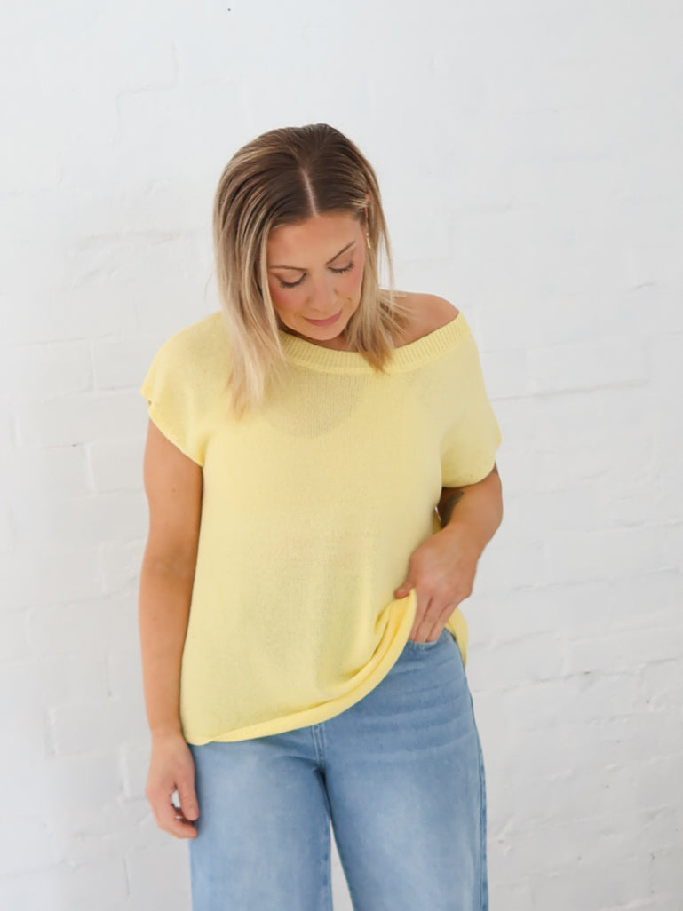 Ella Knit Top- Lemon