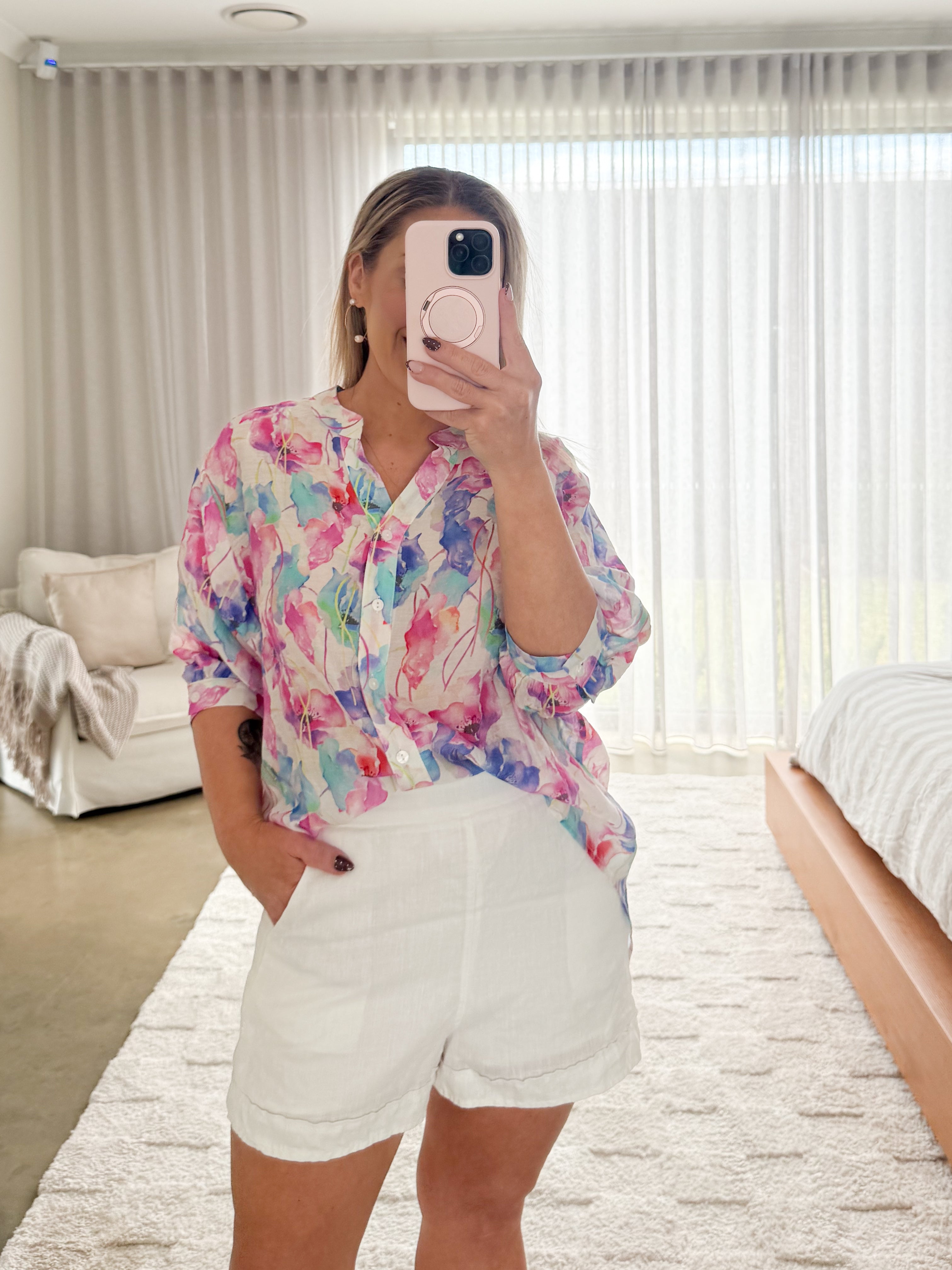 Mimi Blouse - Blue/Pink