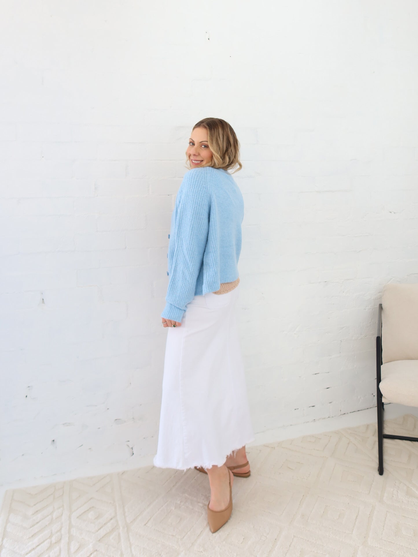 Asher Denim Skirt - White