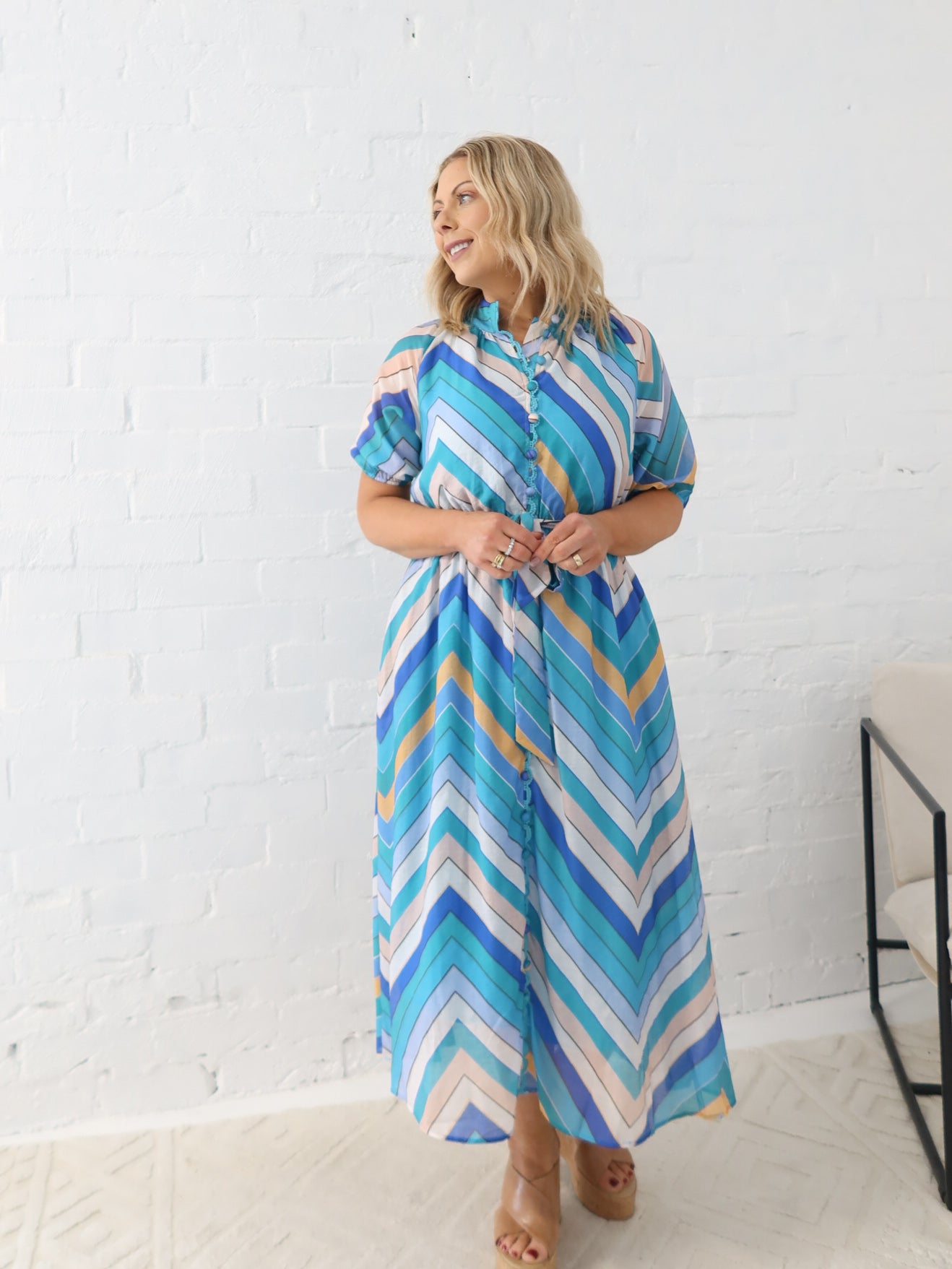 Alaia Dress- Multi Blue