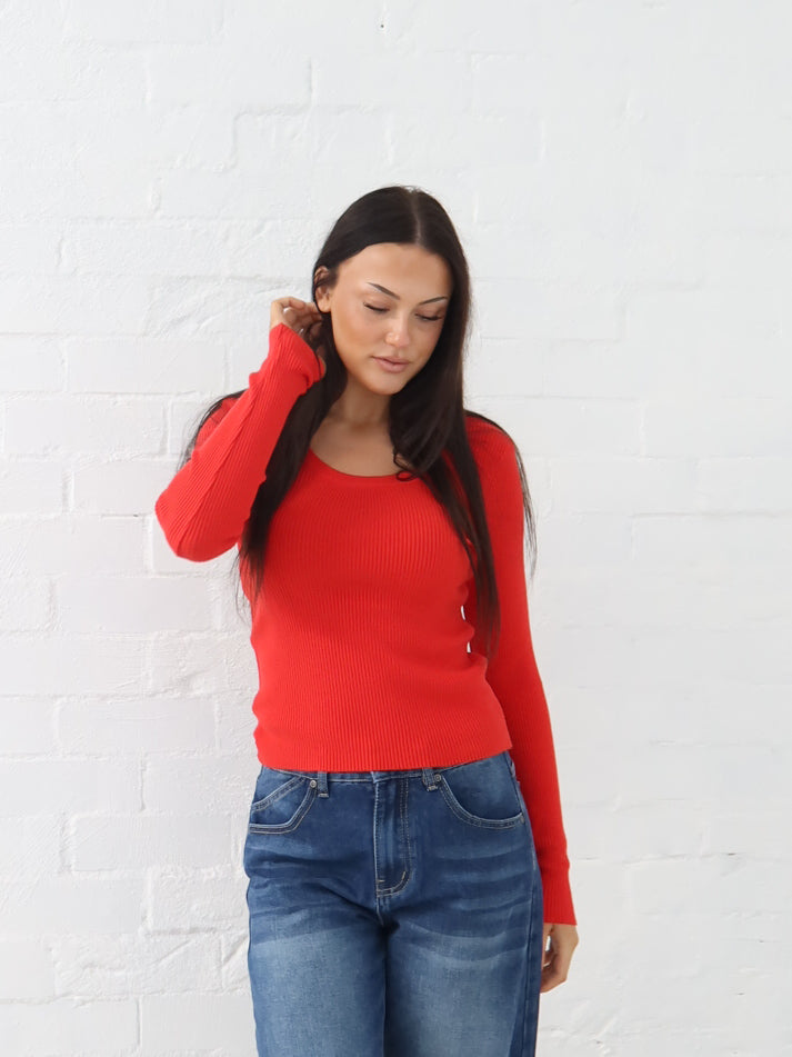 Selma Knit Top - Red