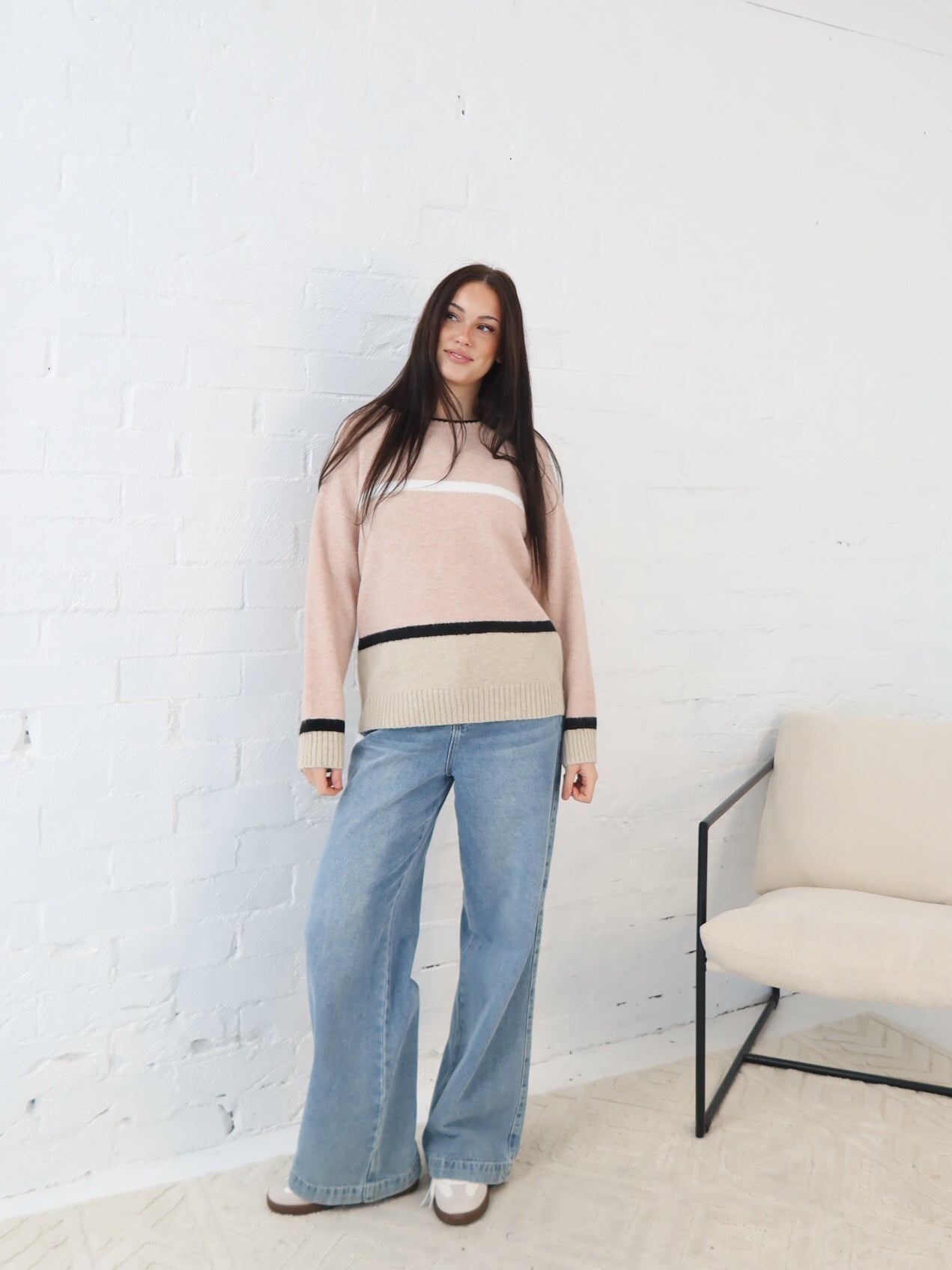 Sally Knit- Pink/Beige