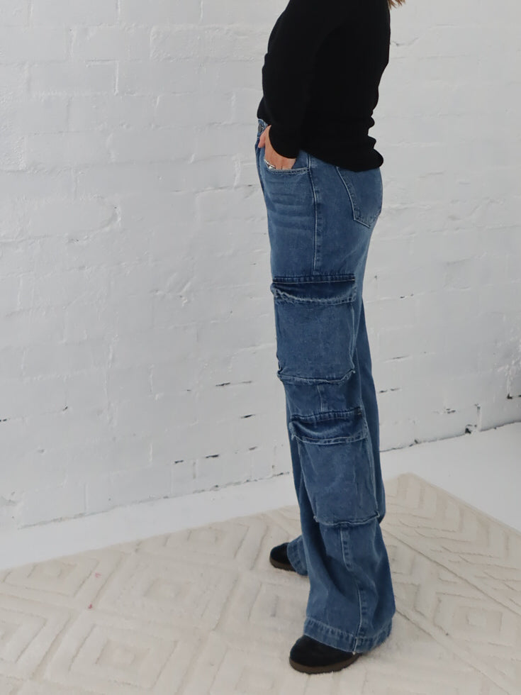 Paxton Cargo Jeans- Dark Blue