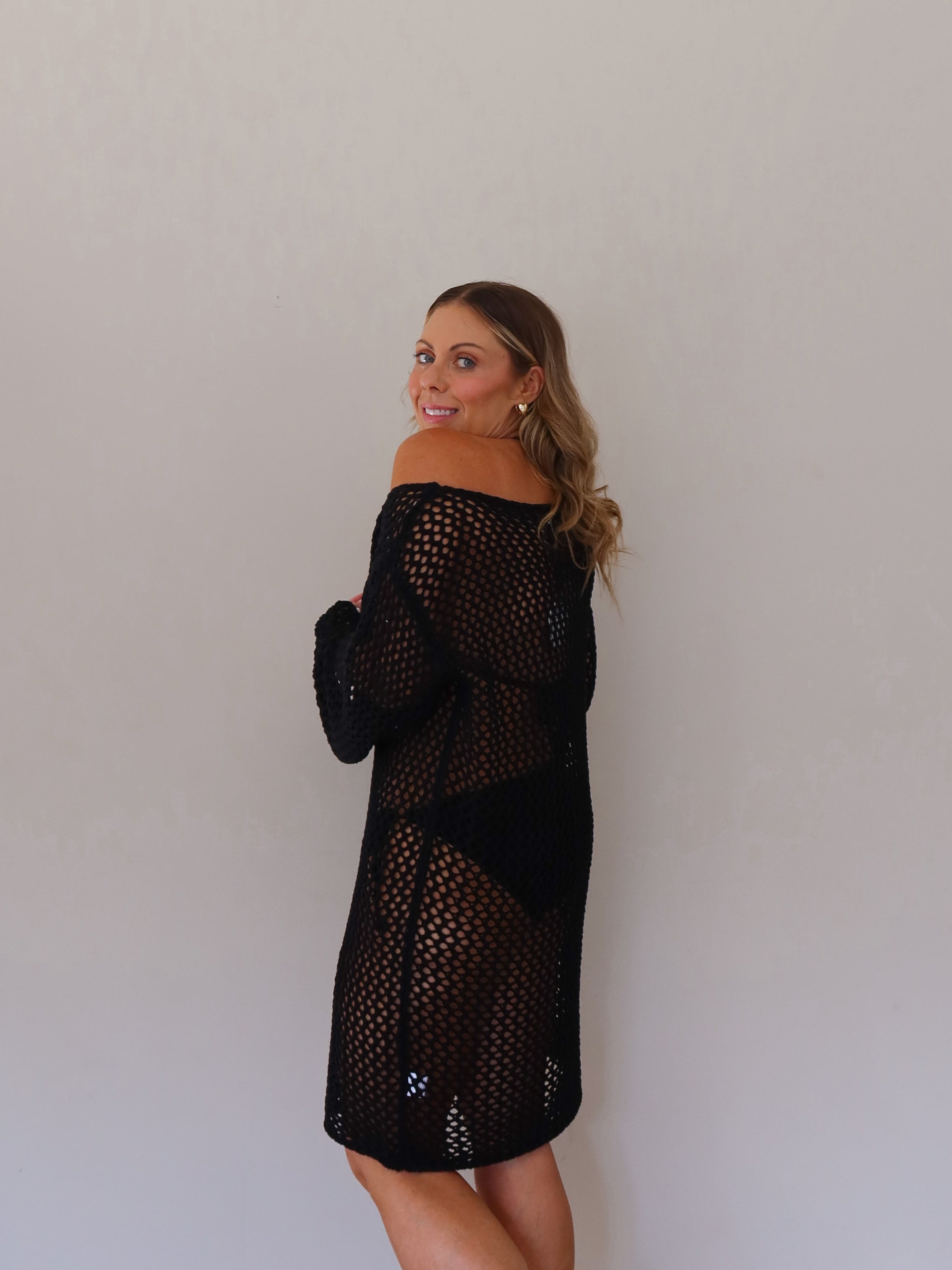 Nerina Crochet Dress - Black