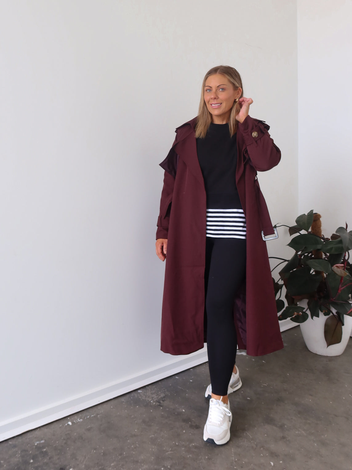Farrah Trench Coat- Burgundy