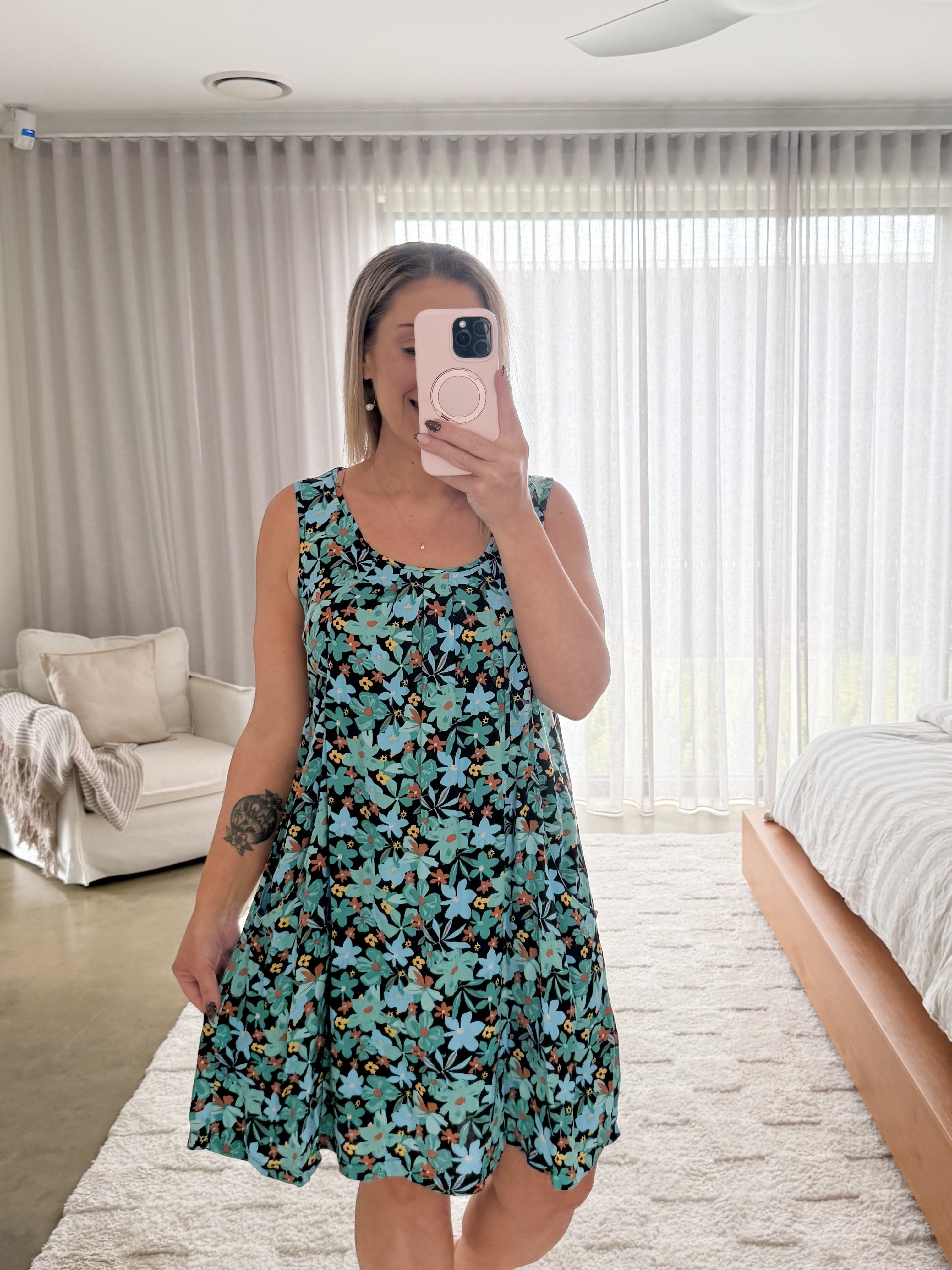 Coraline Dress- Blue Flower