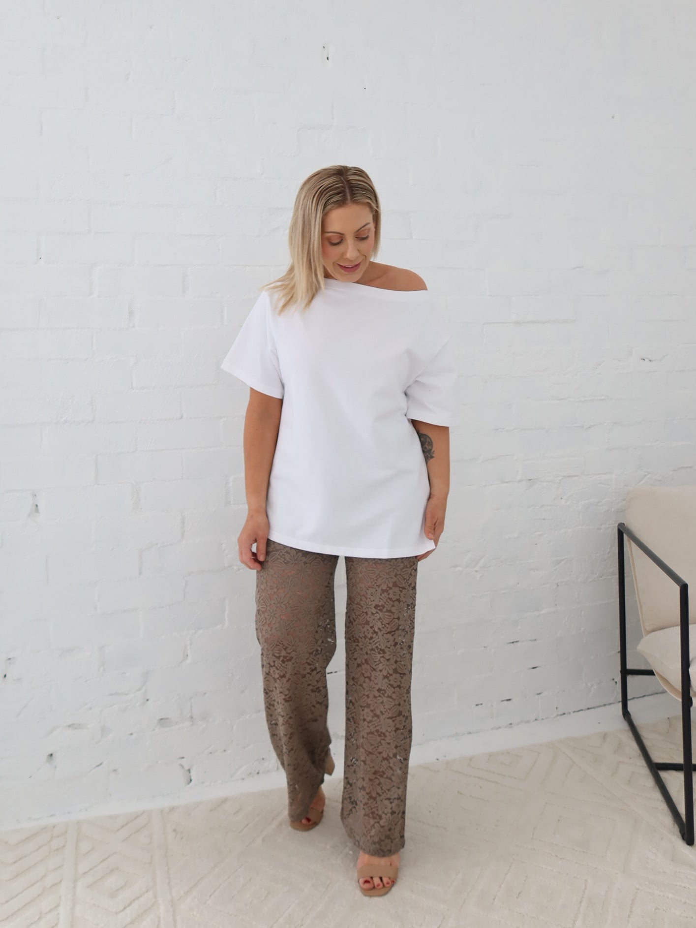 Myra Off Shoulder Tee- White